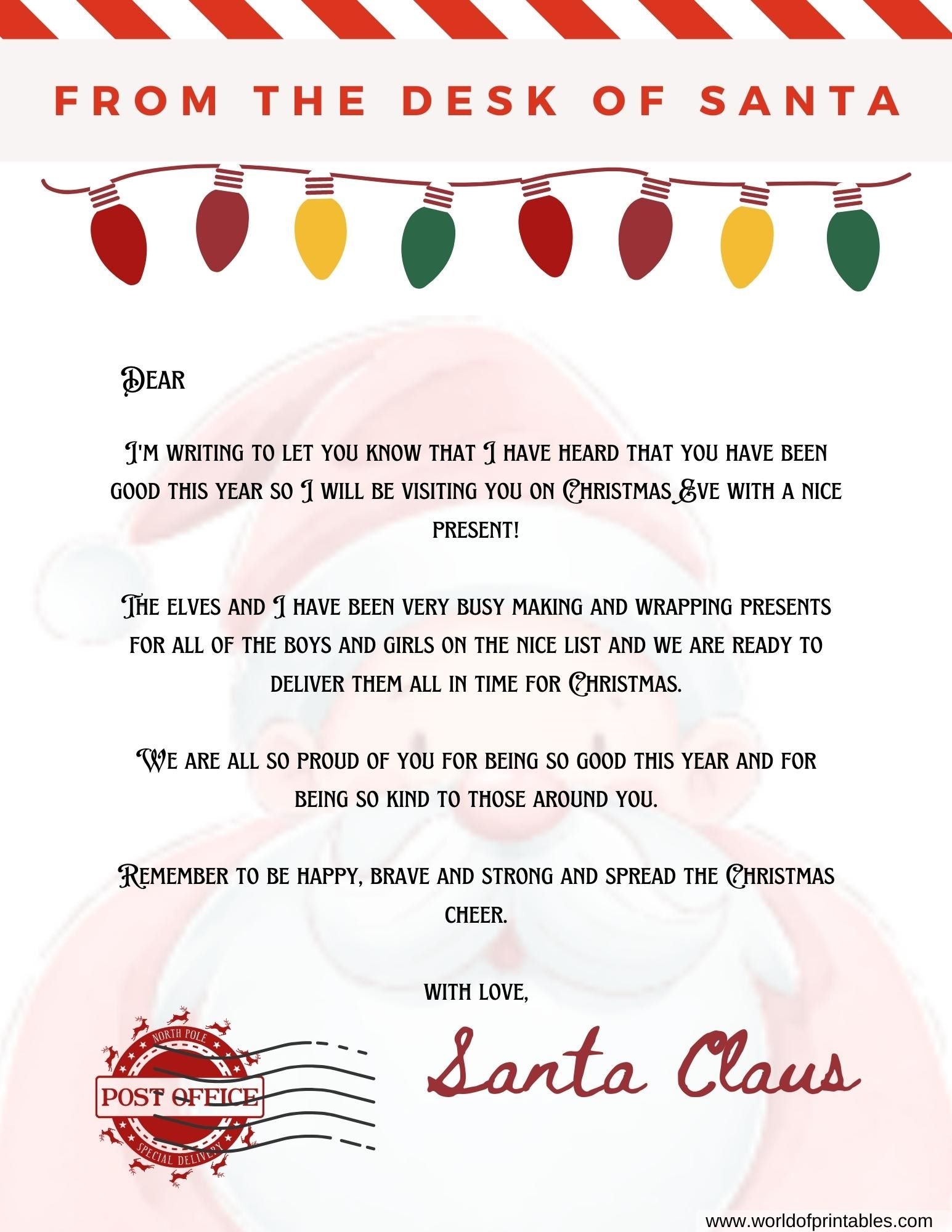 10 Best Free Letter From Santa Templates World Of Printables Worksheets Library