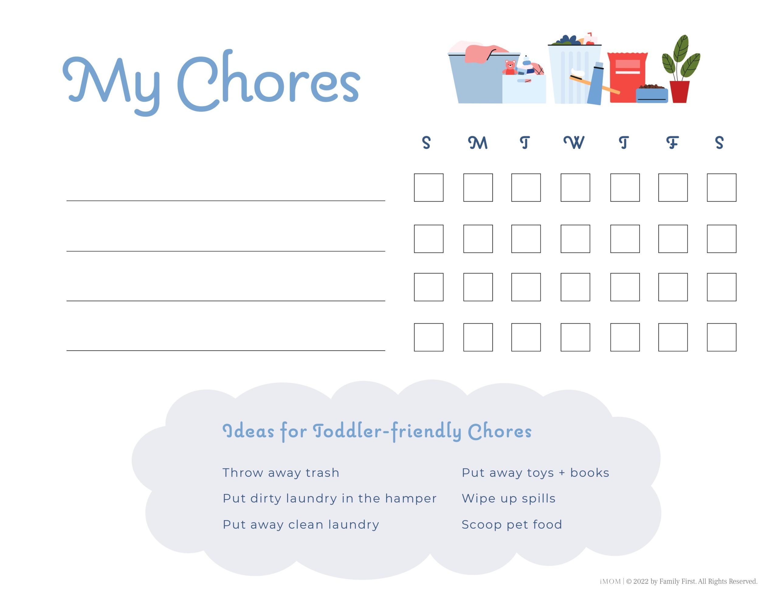 free printable chore list template