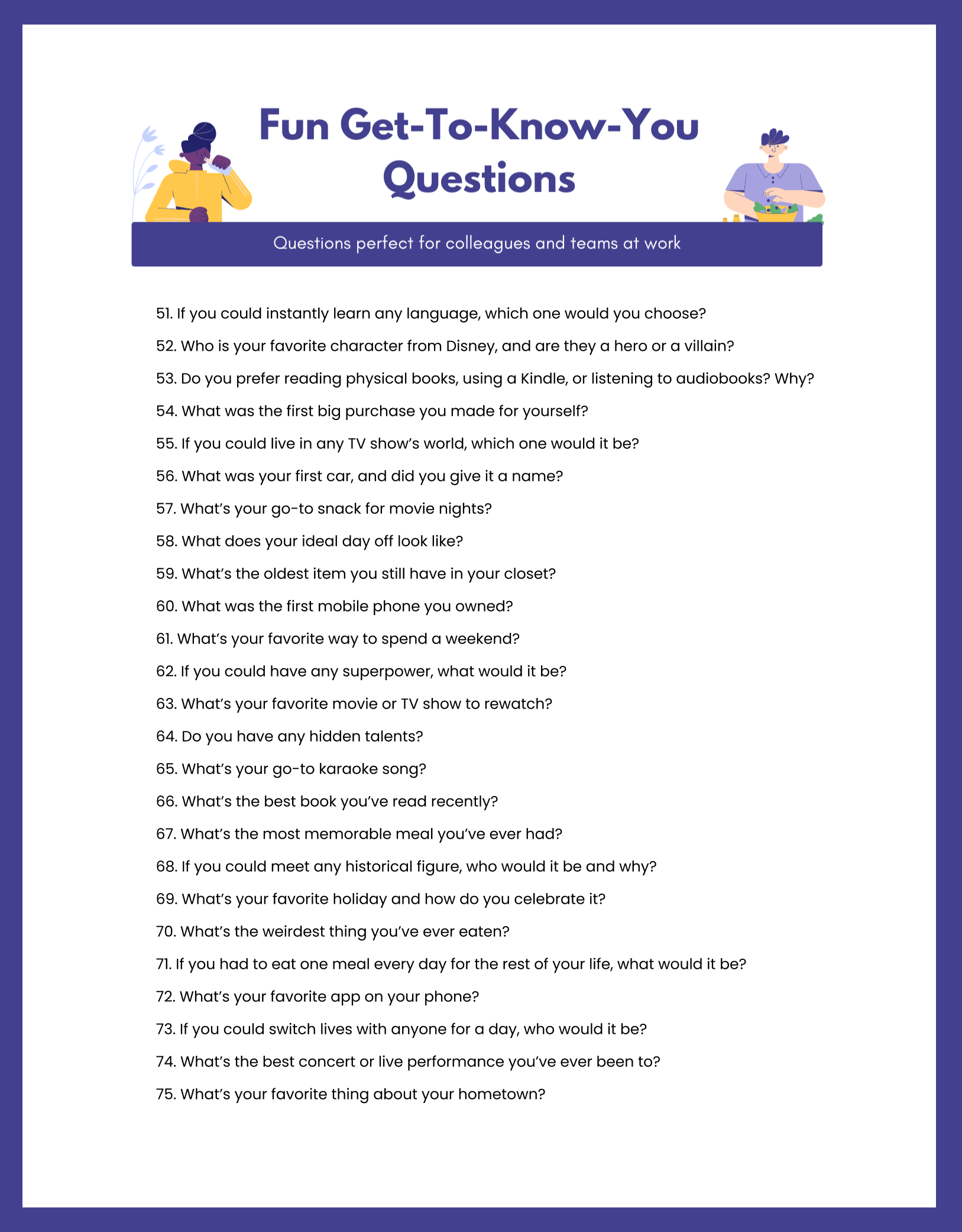 100 Get to Know You Questions For Work To Boost Team Bonding U0026 Fun