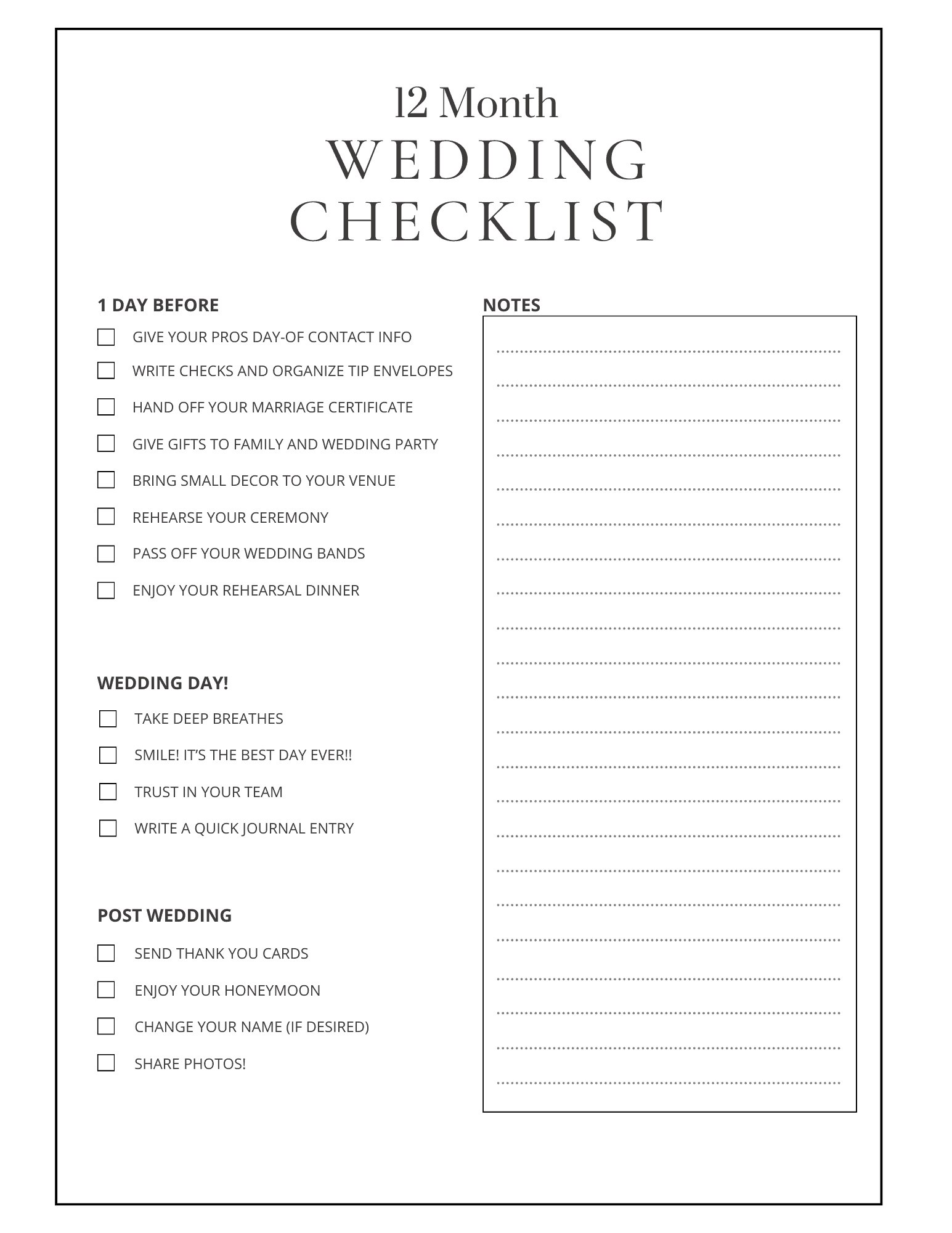 12 Month Wedding Planning Checklist Free Printable Party Ideas For Real People