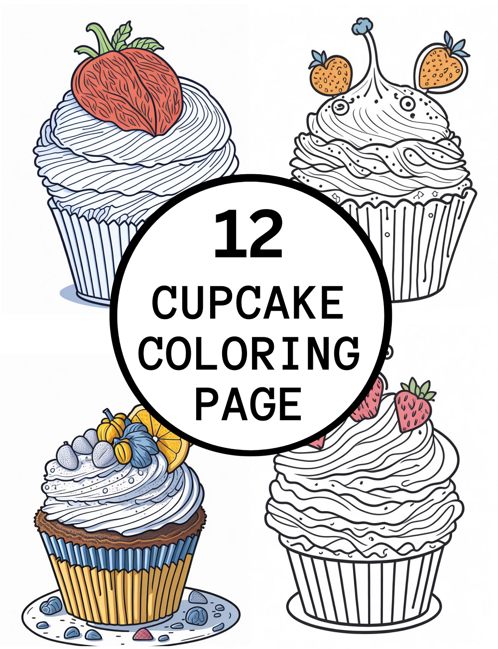 12 Realistic CupCake Coloring Pages For Kids And Adults Made By 