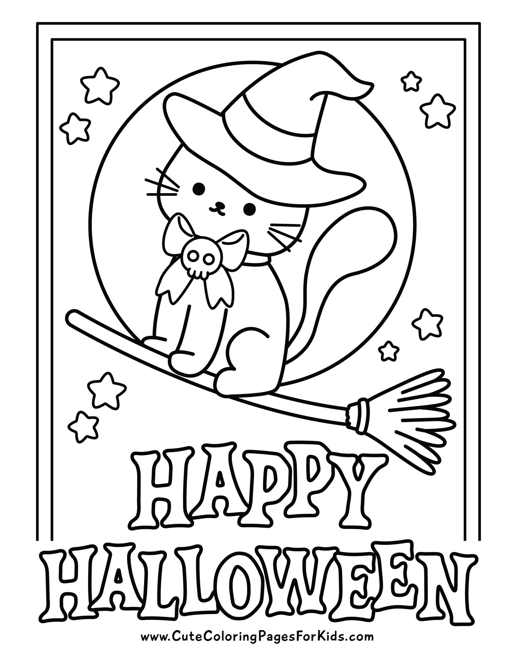 free printable cute halloween coloring pages