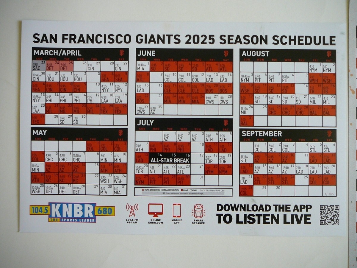 2 San Francisco SF Giants 2025 Season Schedule Posters EBay
