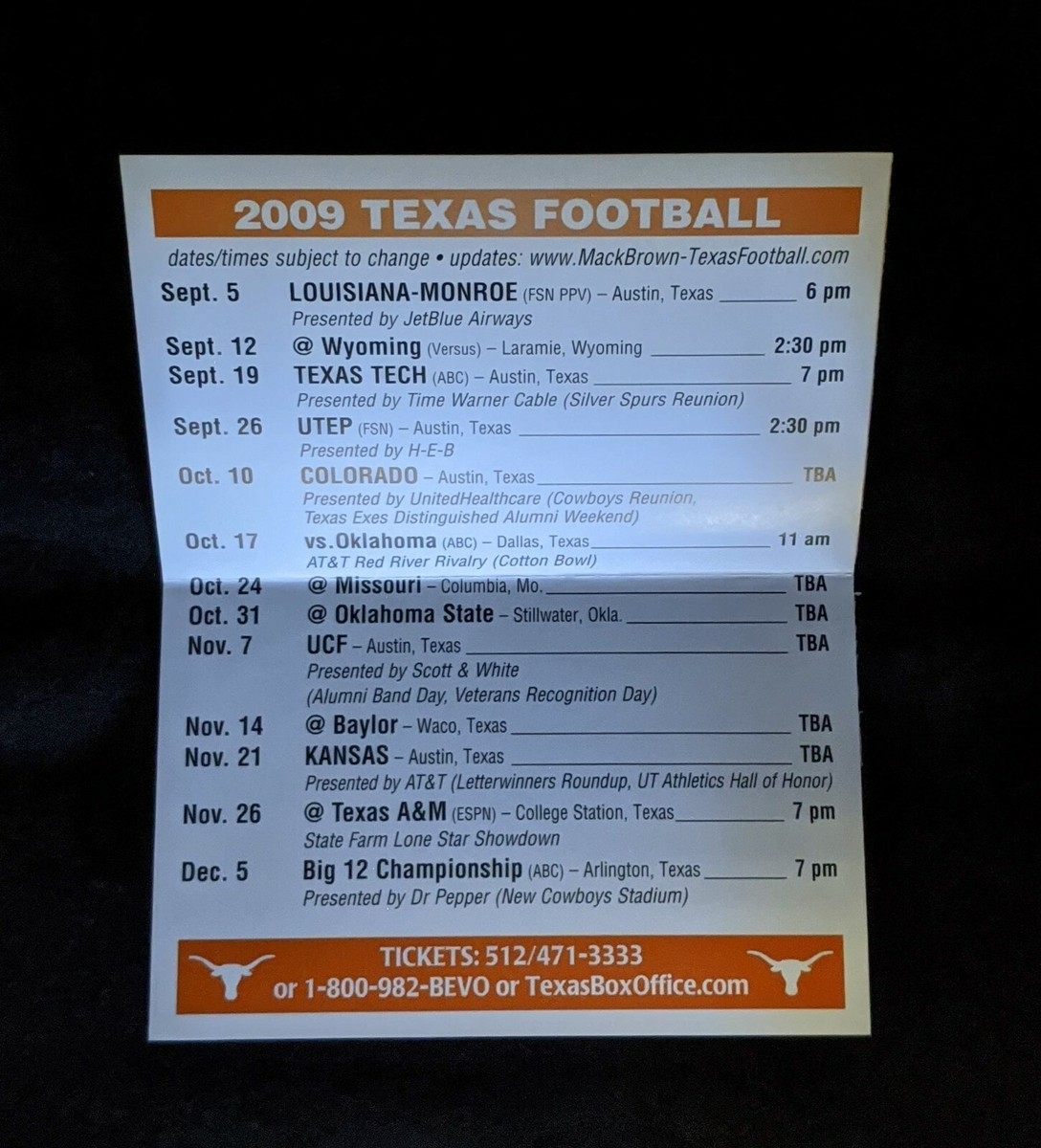 2009 University Of Texas Longhorns Football Schedule 2 Ranked Team