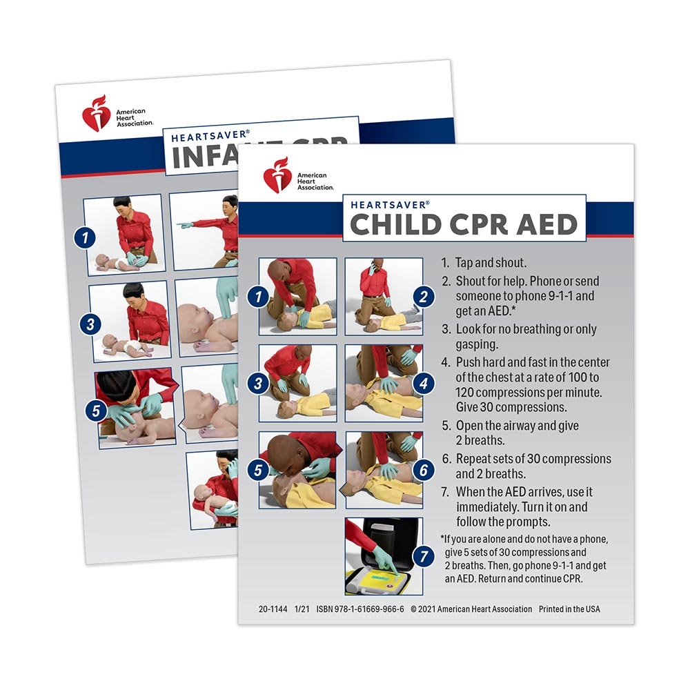 2020 AHA Heartsaver Child U0026 Infant CPR AED Wallet Card 100 Pack LifeSavers Inc 