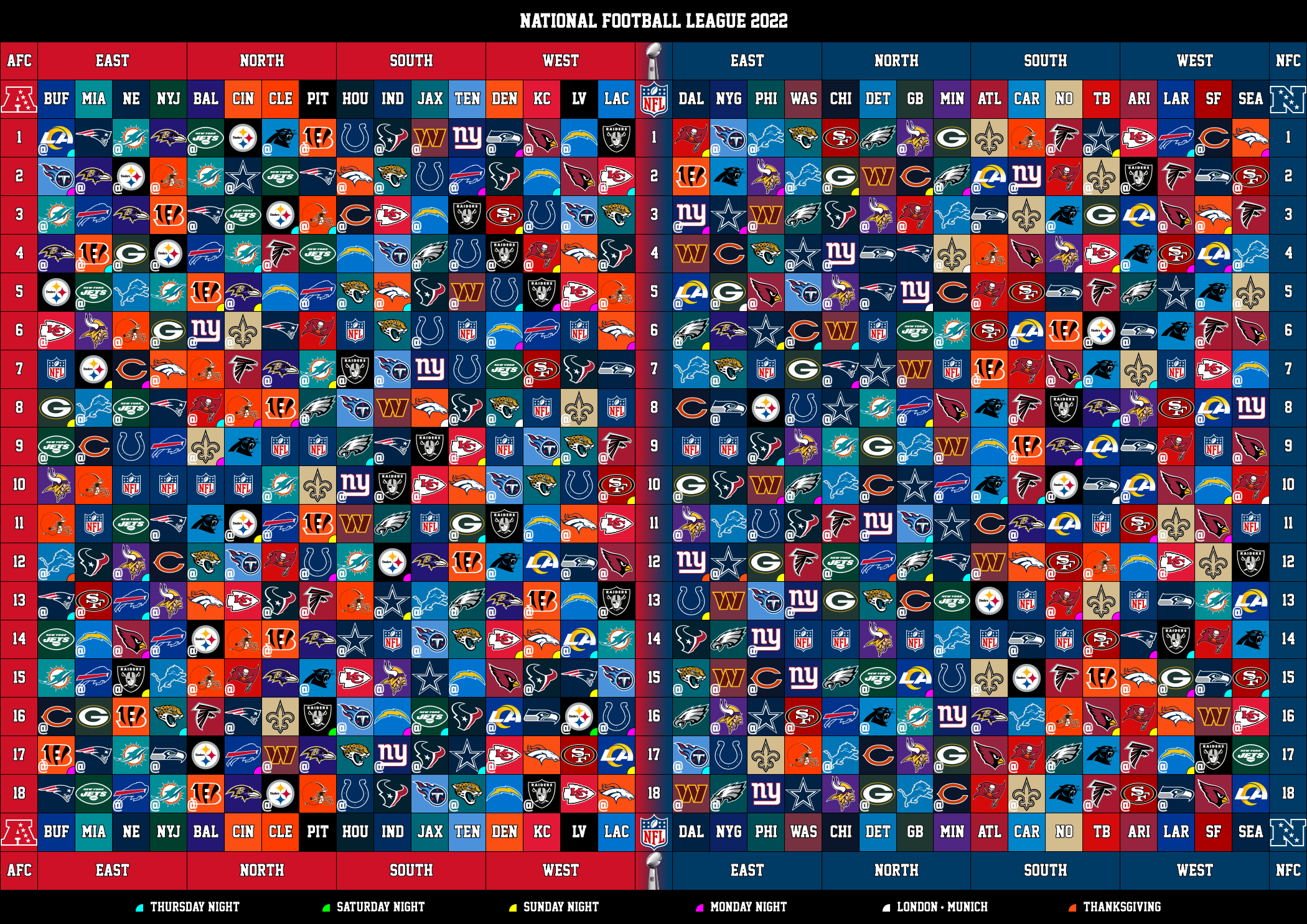 complete nfl schedule printable