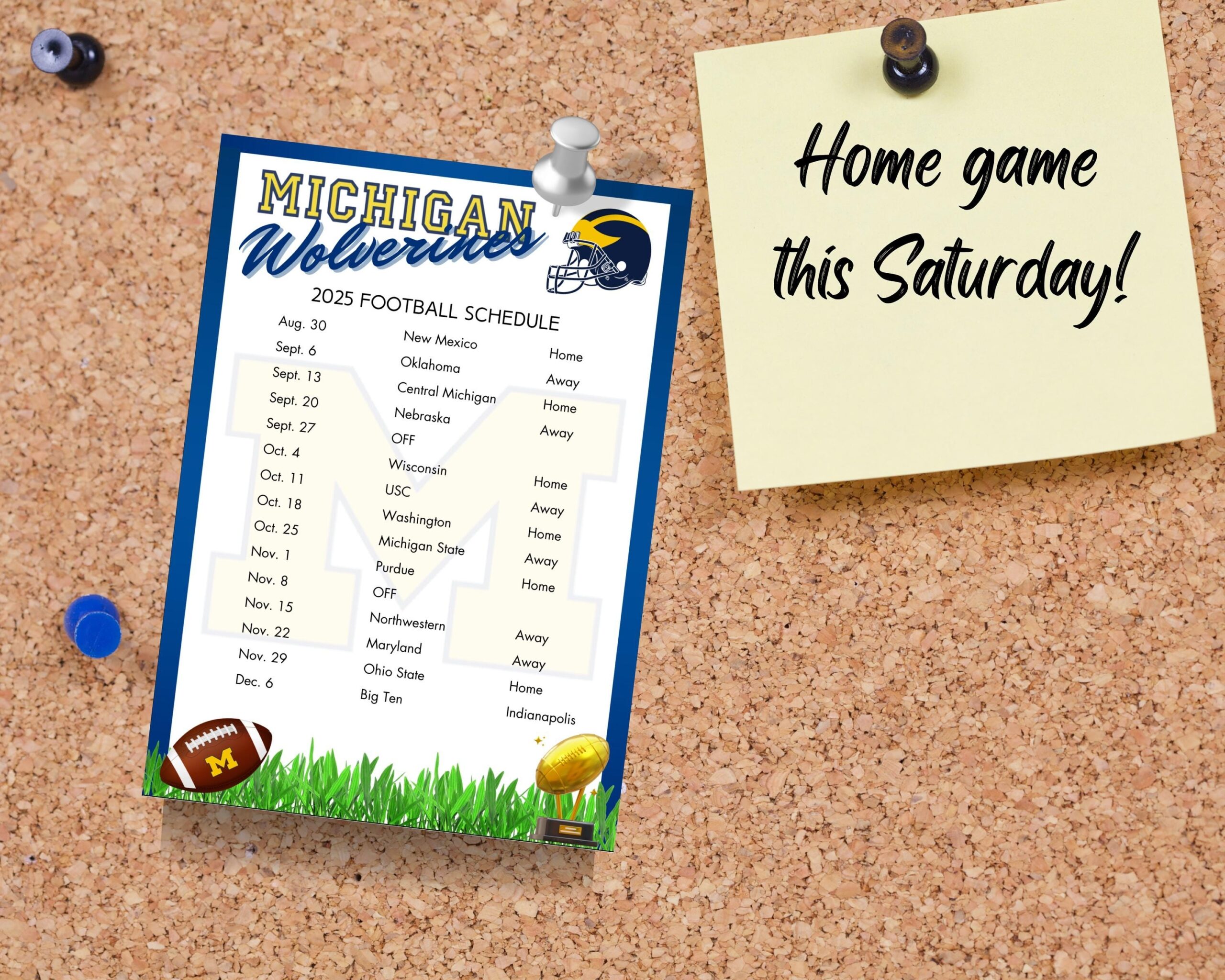 2025 Michigan Football Schedule Wolverines College Football Printable Instant Download Michigan Football Games Go Blue Etsy