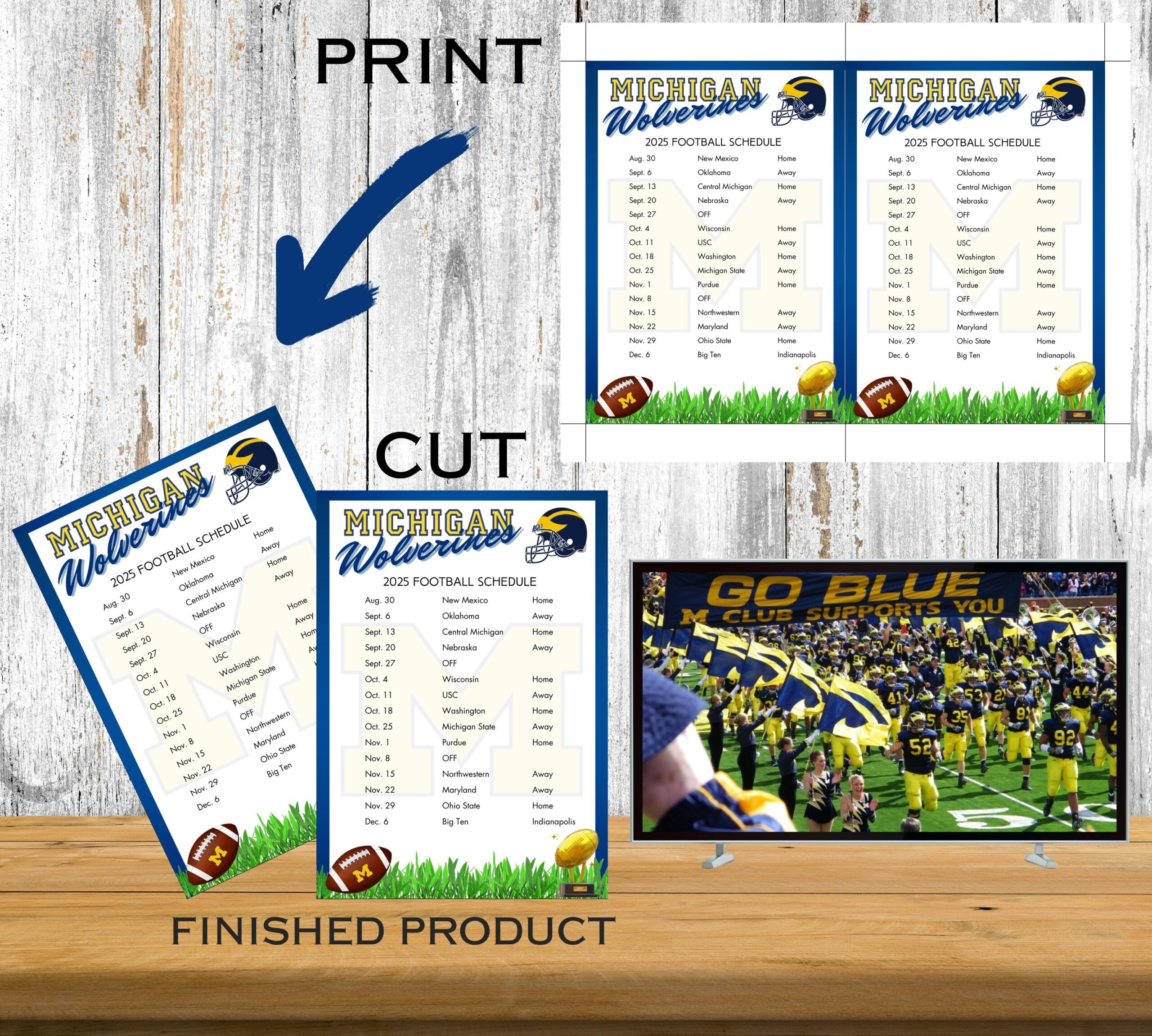 2025 Michigan Football Schedule Wolverines College Football Printable Instant Download Michigan Football Games Go Blue Etsy