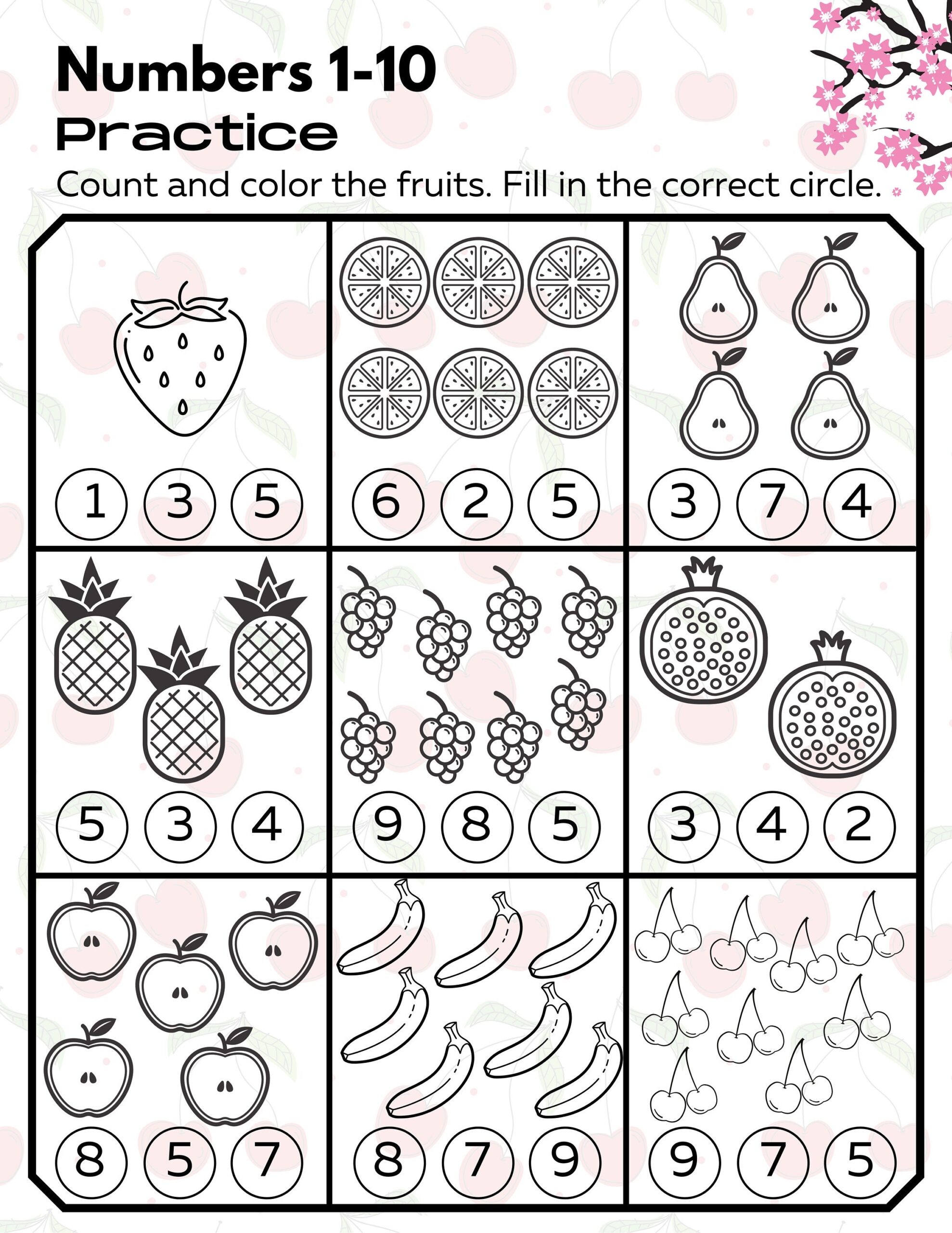 free printable math pages for kindergarten