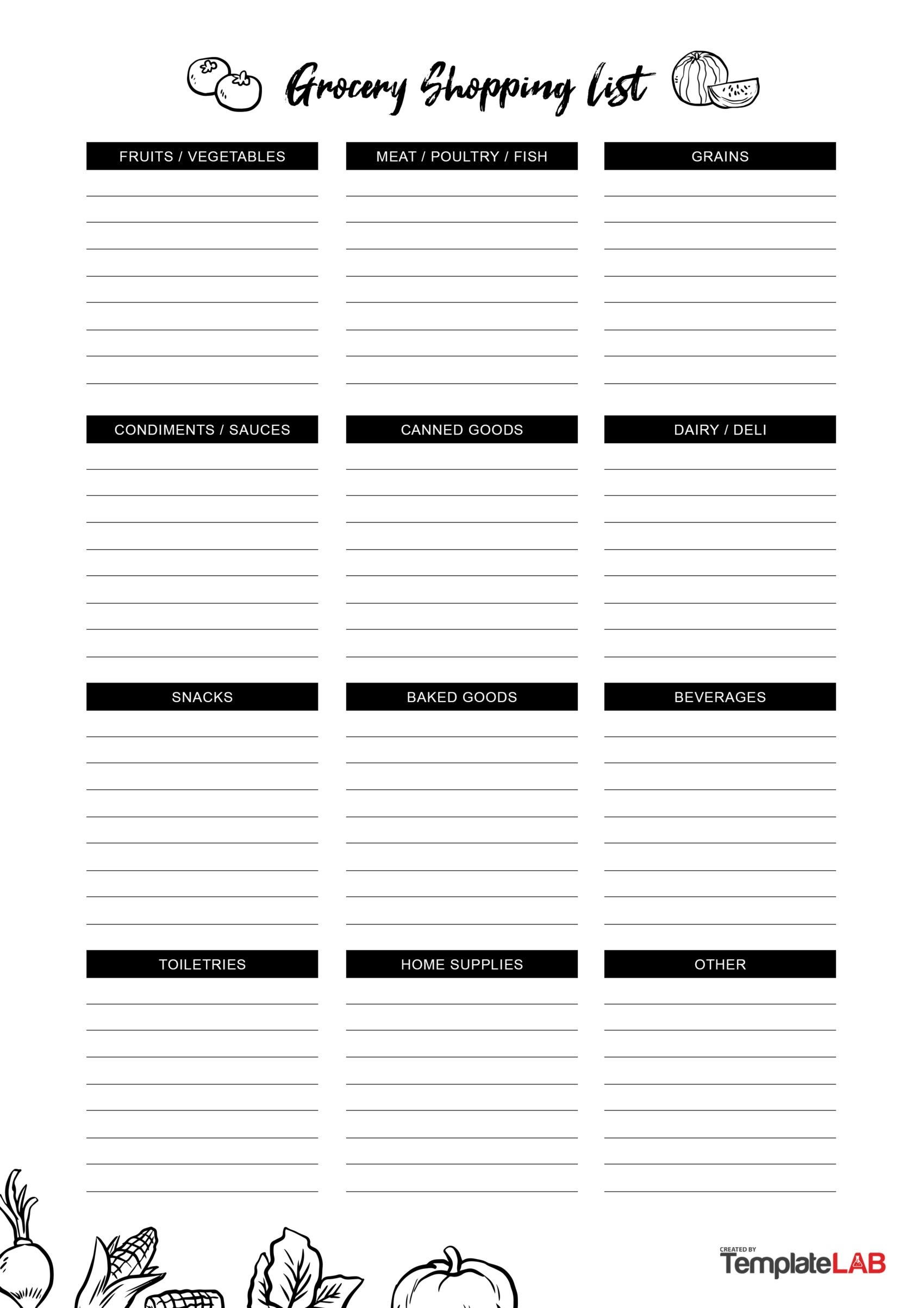 free shopping list printable