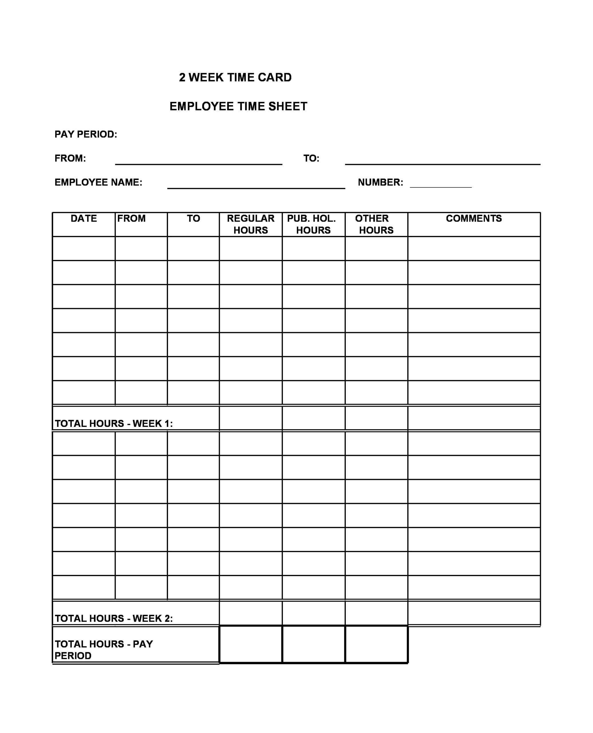 30 Free Time Card Templates Weekly Daily TemplateArchive