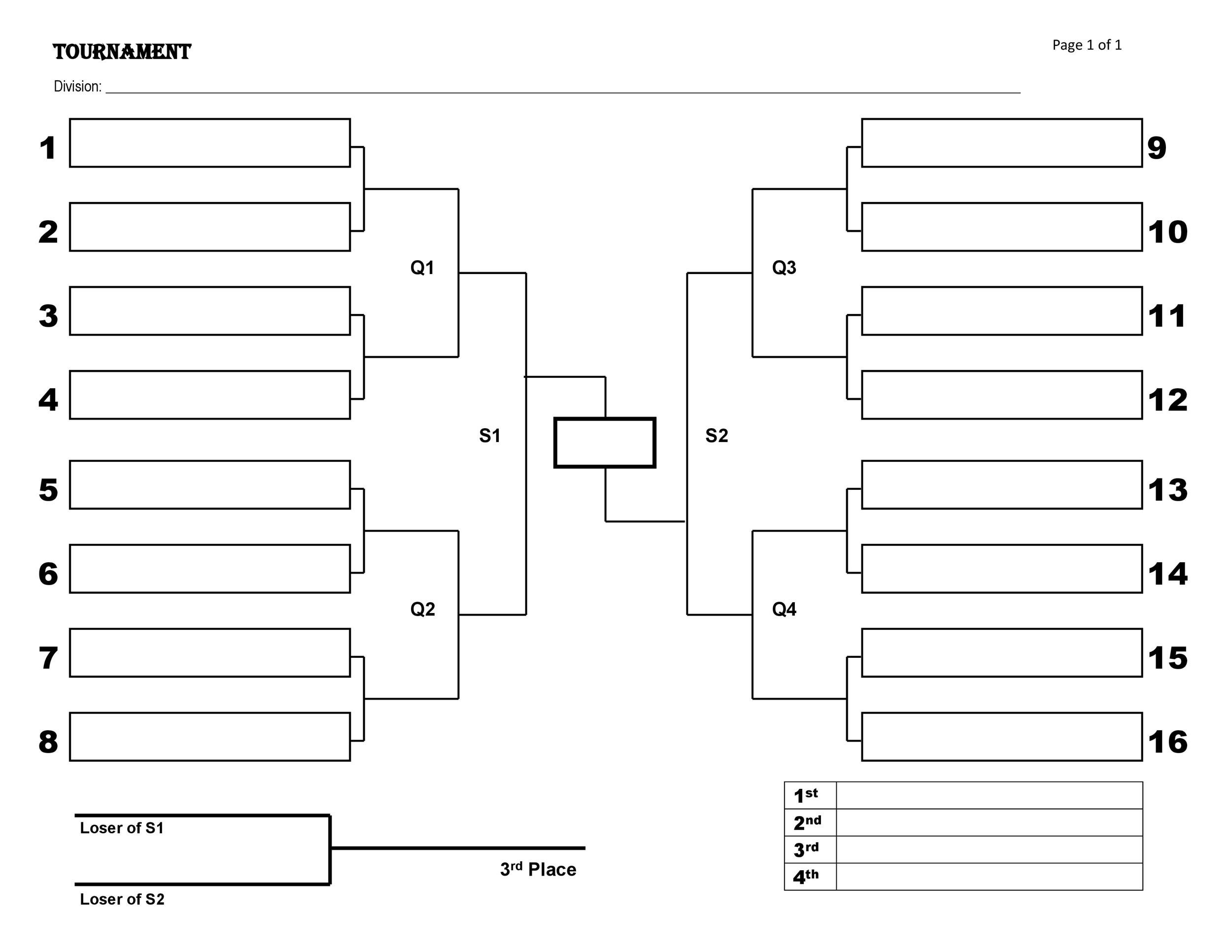 34 Blank Tournament Bracket Templates u0026100 FREE TemplateLab