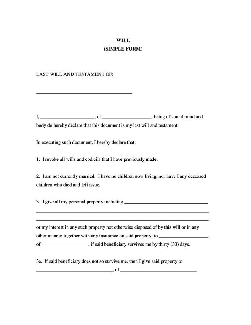 35 Free Blank Last Will And Testament Forms Word PDF 