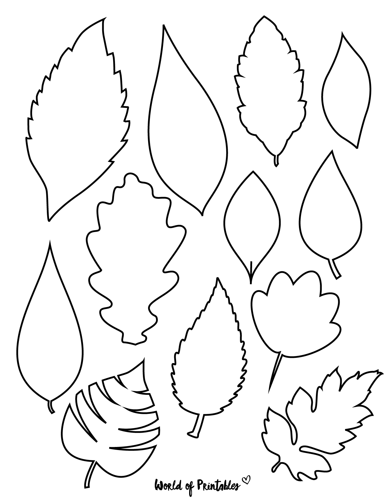 fall leaf outline printable