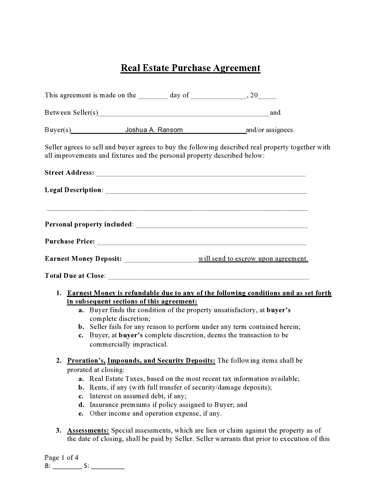 41 Simple Real Estate Purchase Agreement Templates Free 