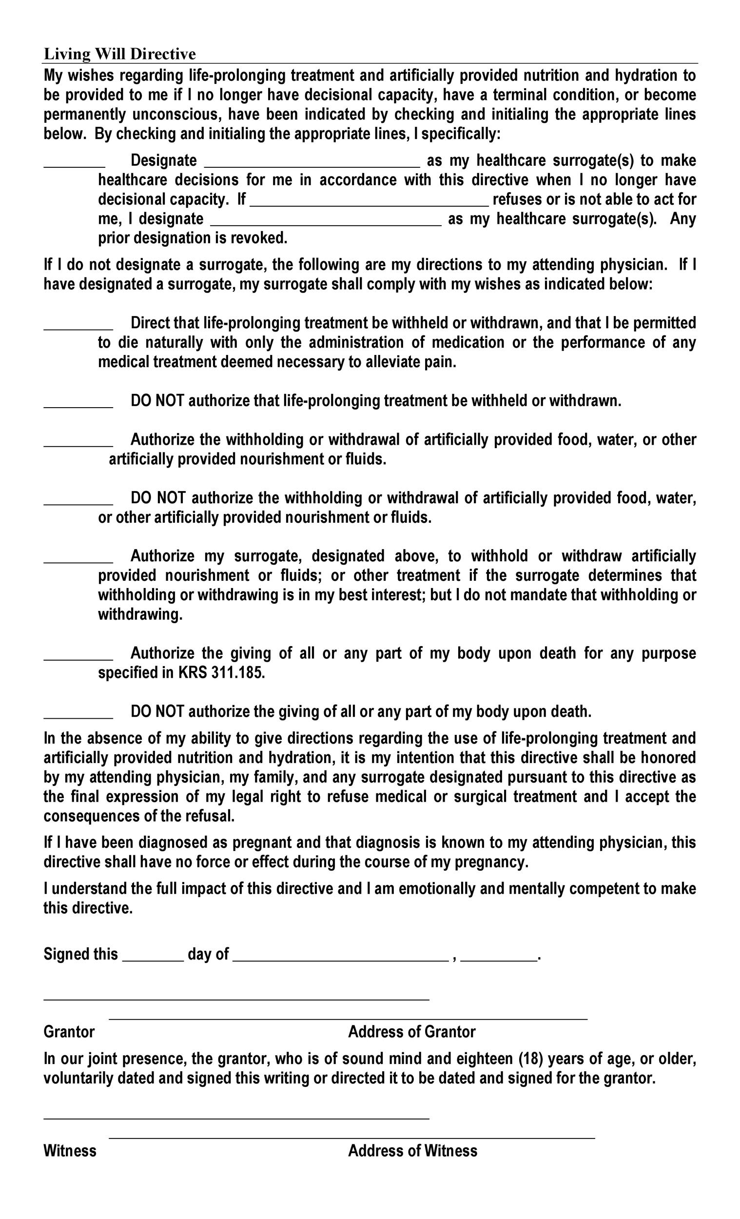 50 Free Living Will Templates U0026 Forms Word TemplateLab