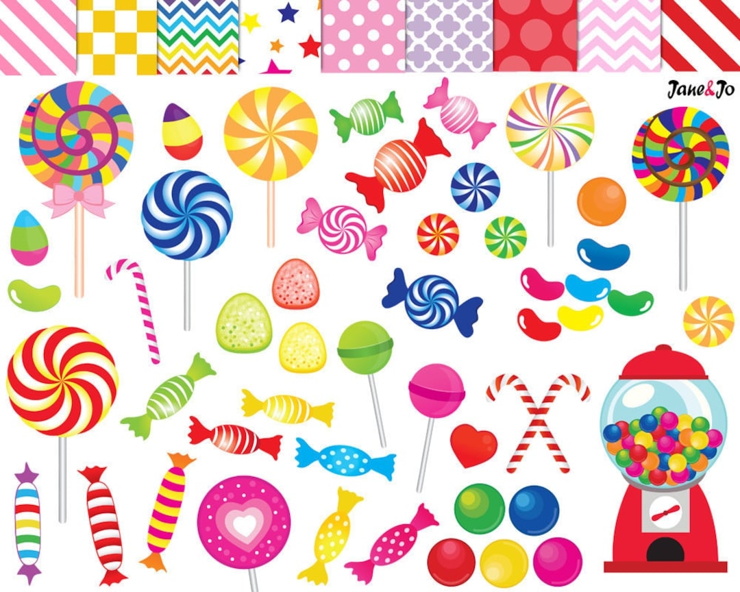 52 Candy Clipart candy Clip Art printable lollipop Clipart rainbow Candy candy Graphics gumball Machine Clipart sweet Sugar Clipart lollipop Etsy
