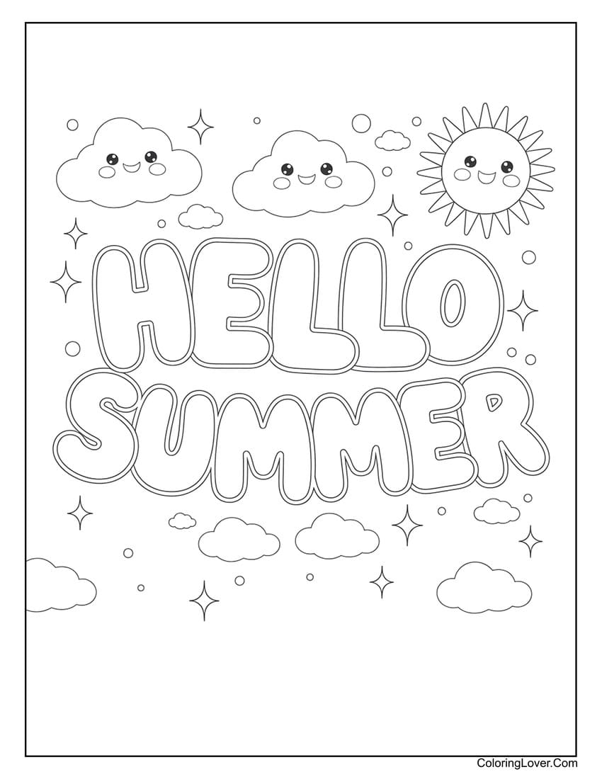 summer printable colouring pages