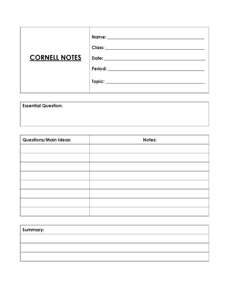 64 Free Cornell Note Templates Note Taking Explained 
