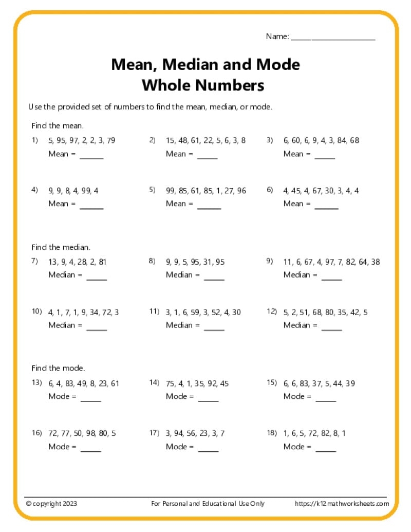 math worksheets for sixth graders printable