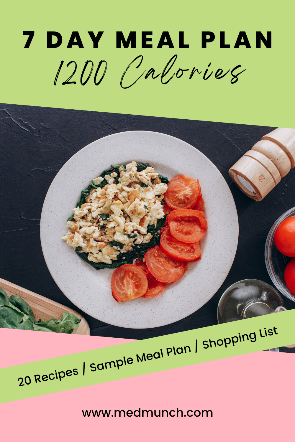 7 Day 1200 Calorie Diet Meal Plan Printable PDF Menu Medmunch