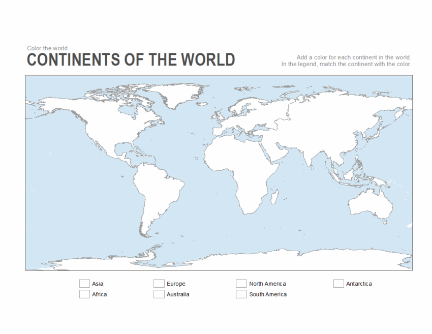 blank map of 7 continents and 5 oceans printable - MIT Printable