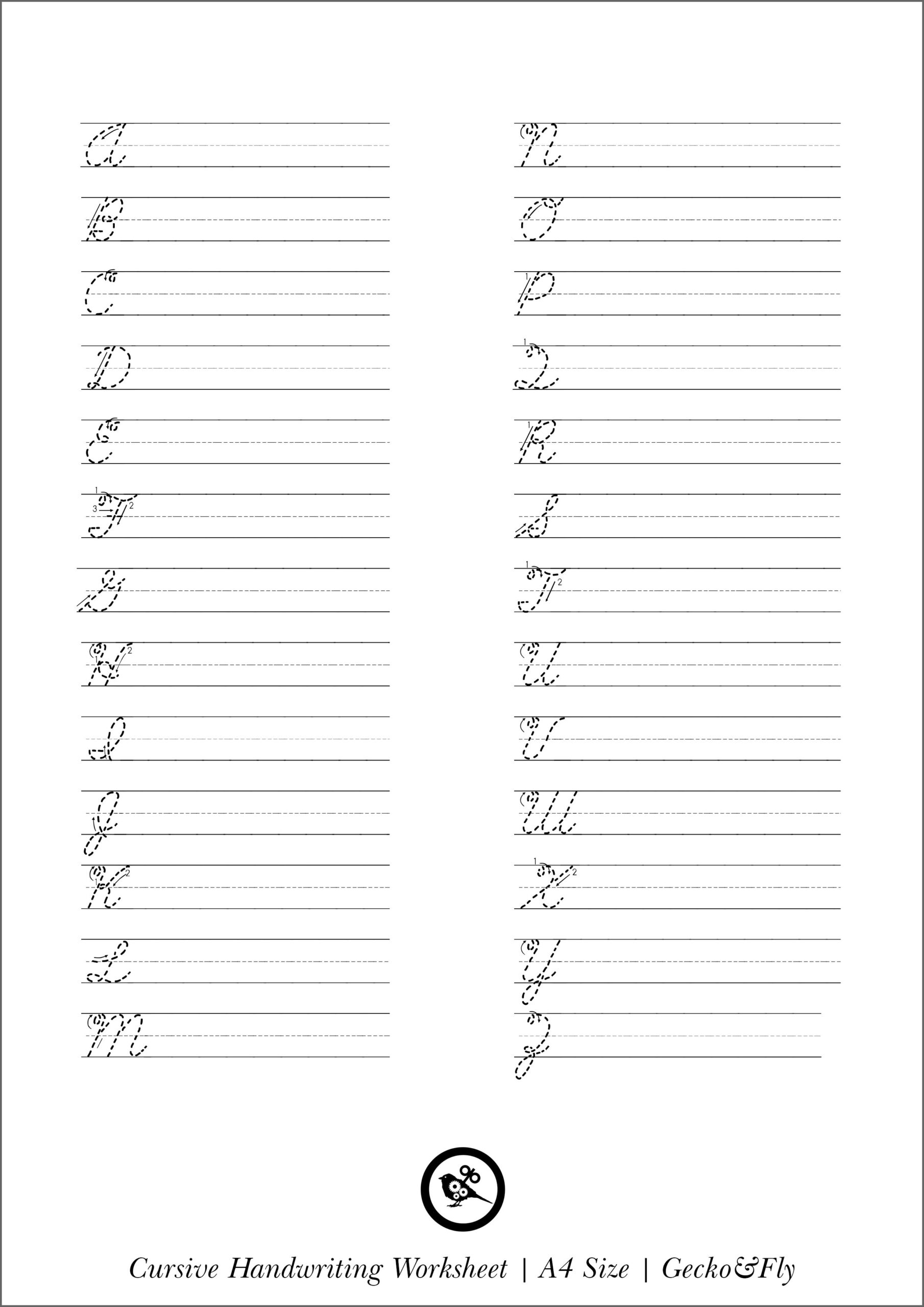 printable cursive handwriting sheets