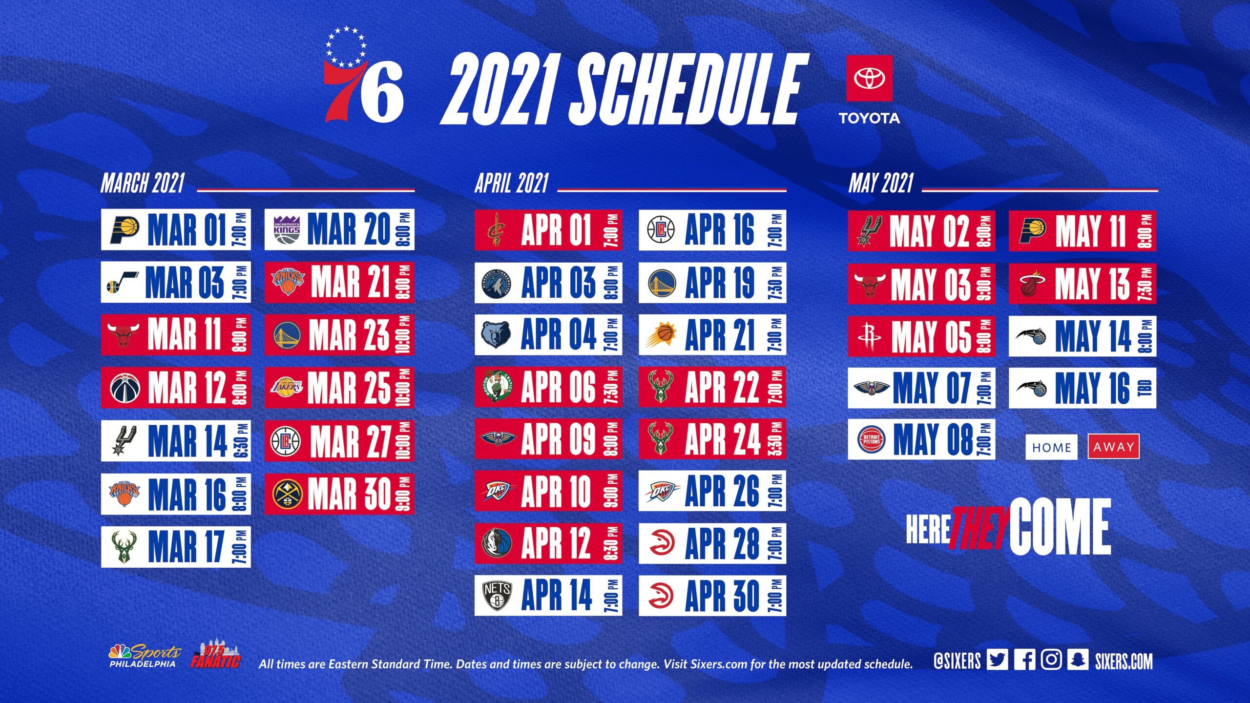 76ers Announce 2020 21 Second Half Schedule Presented By Toyota Philadelphia Sixers