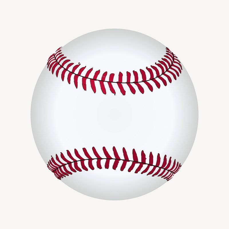 A Clipart Image Of A Classic White Baseball With Red Stitching 