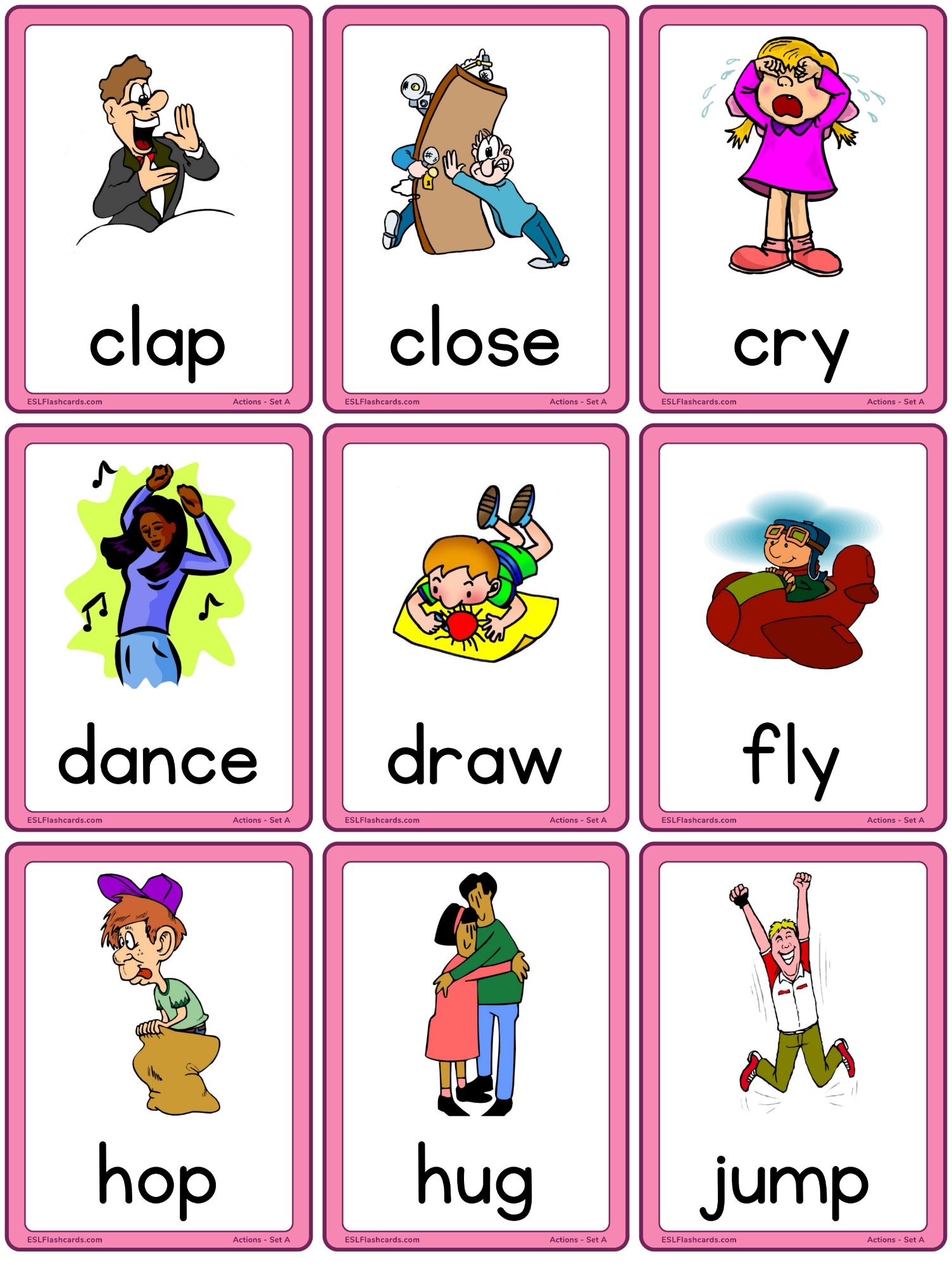 Action Flashcards Set A ESL Flashcards