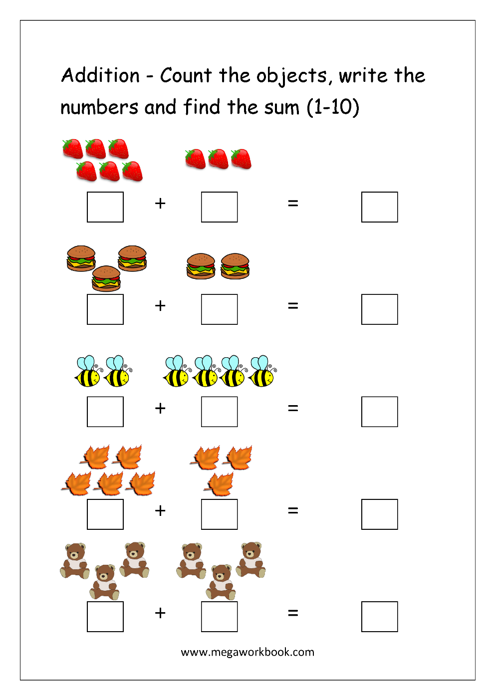simple addition printable