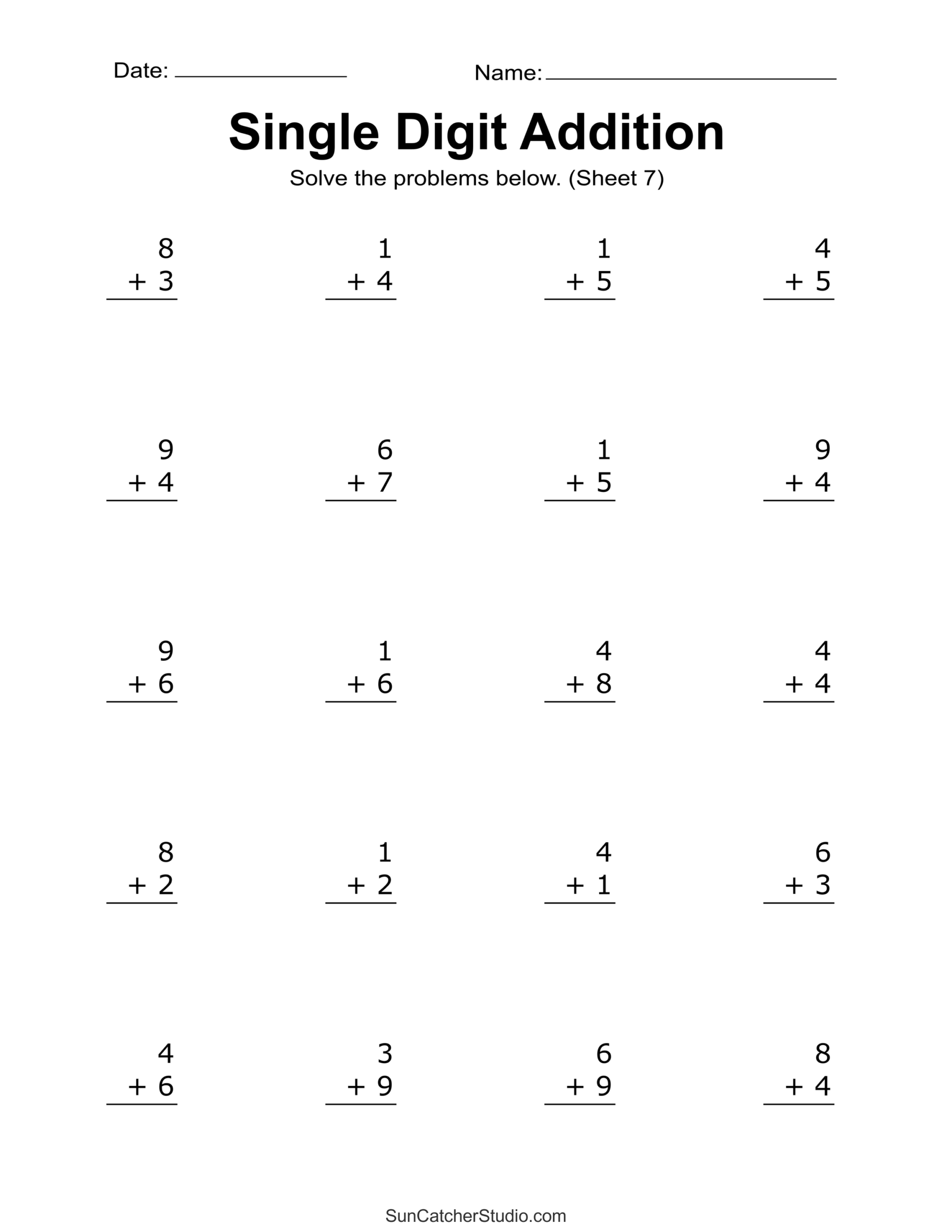 math worksheets for kindergarten free printable