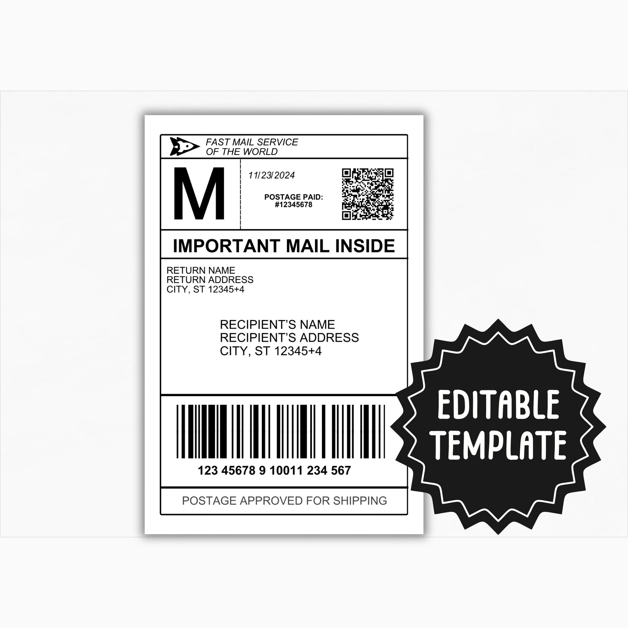 Address Label Template Etsy