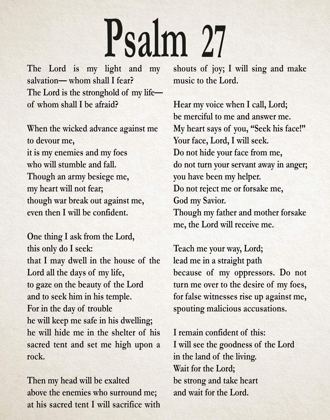 Amazon Psalm 27 Print Bible Poster Wall Art Decor Christian Quote Biblical Print 16 X 20 Ivory Posters U0026 Prints