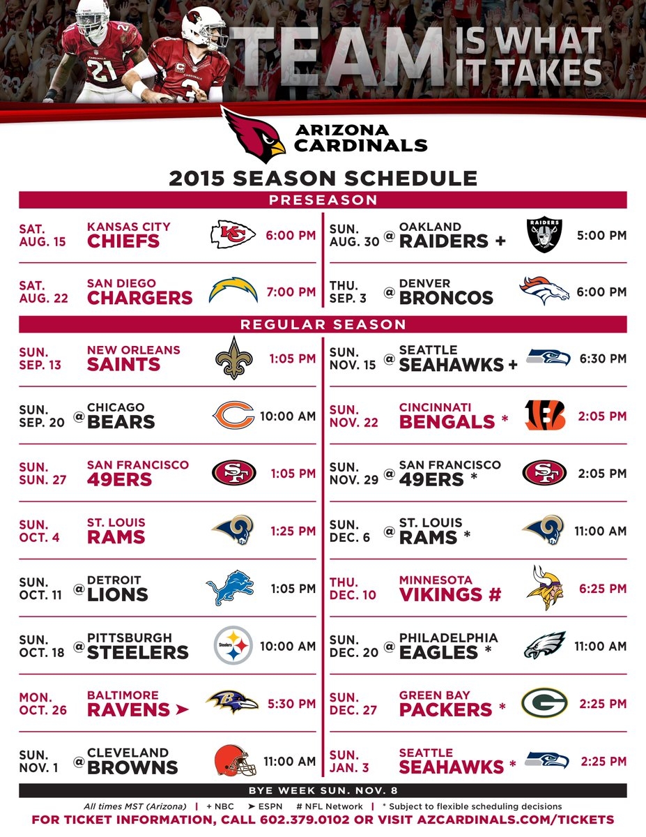 printable az cardinals schedule