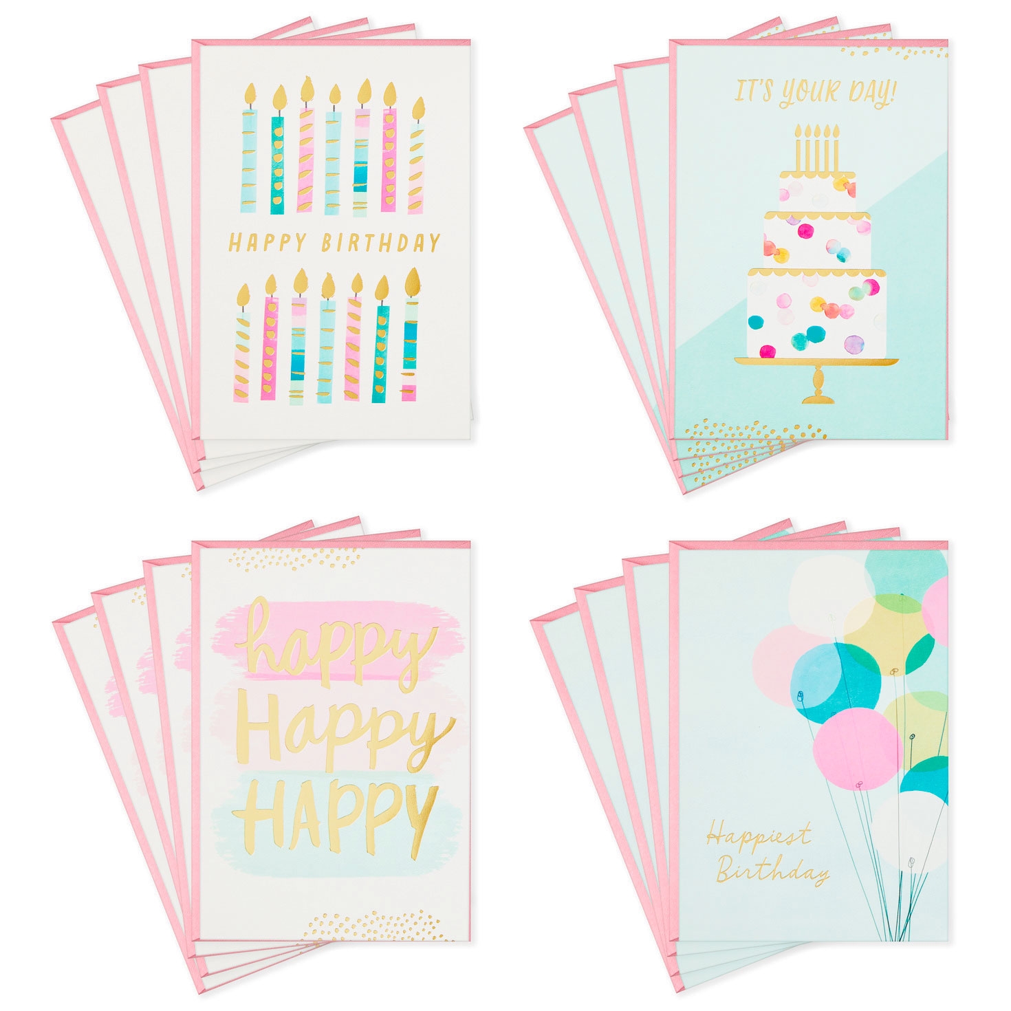 Assorted Pretty Pink And Aqua Boxed Birthday Cards Pack Of 16 Boxed Cards Hallmark