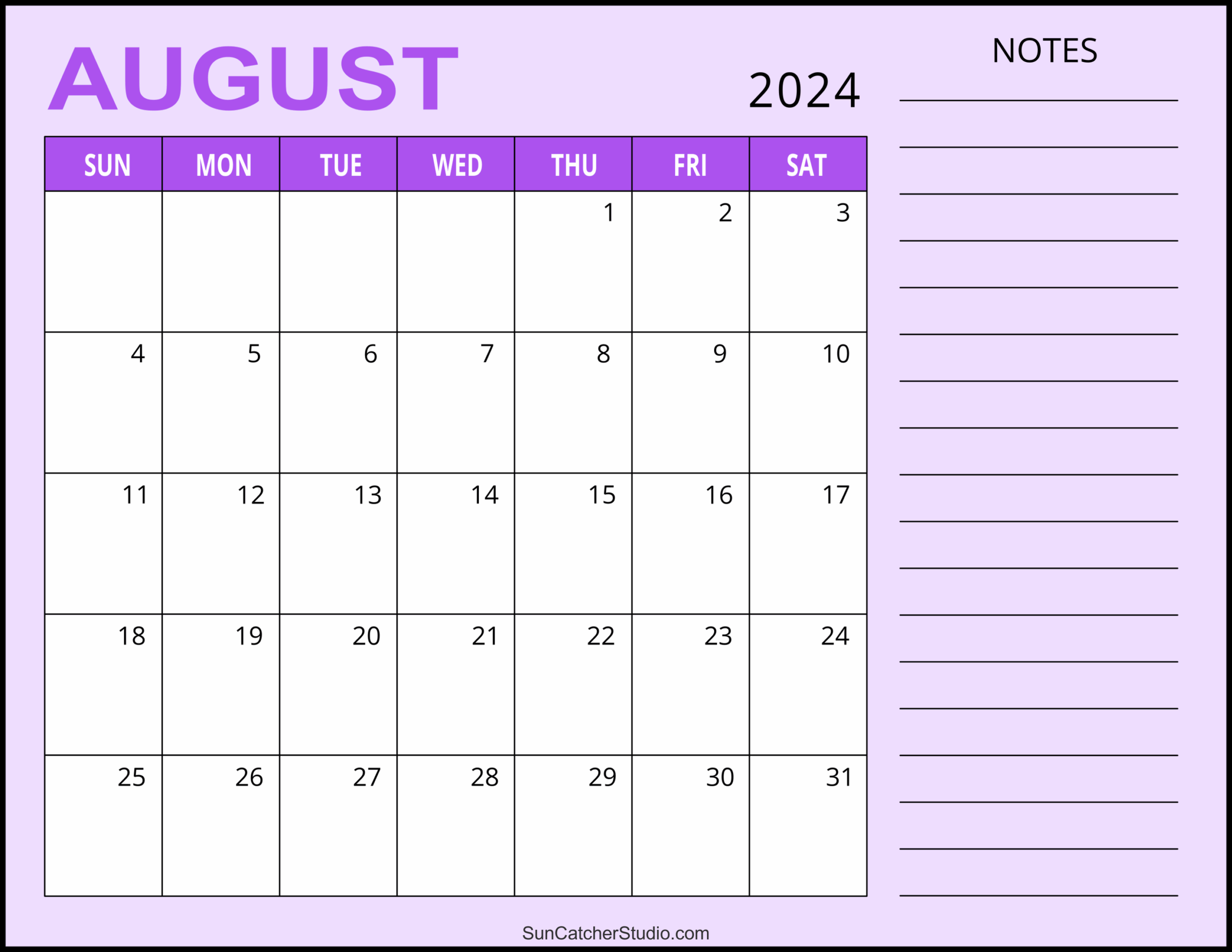 august schedule printable