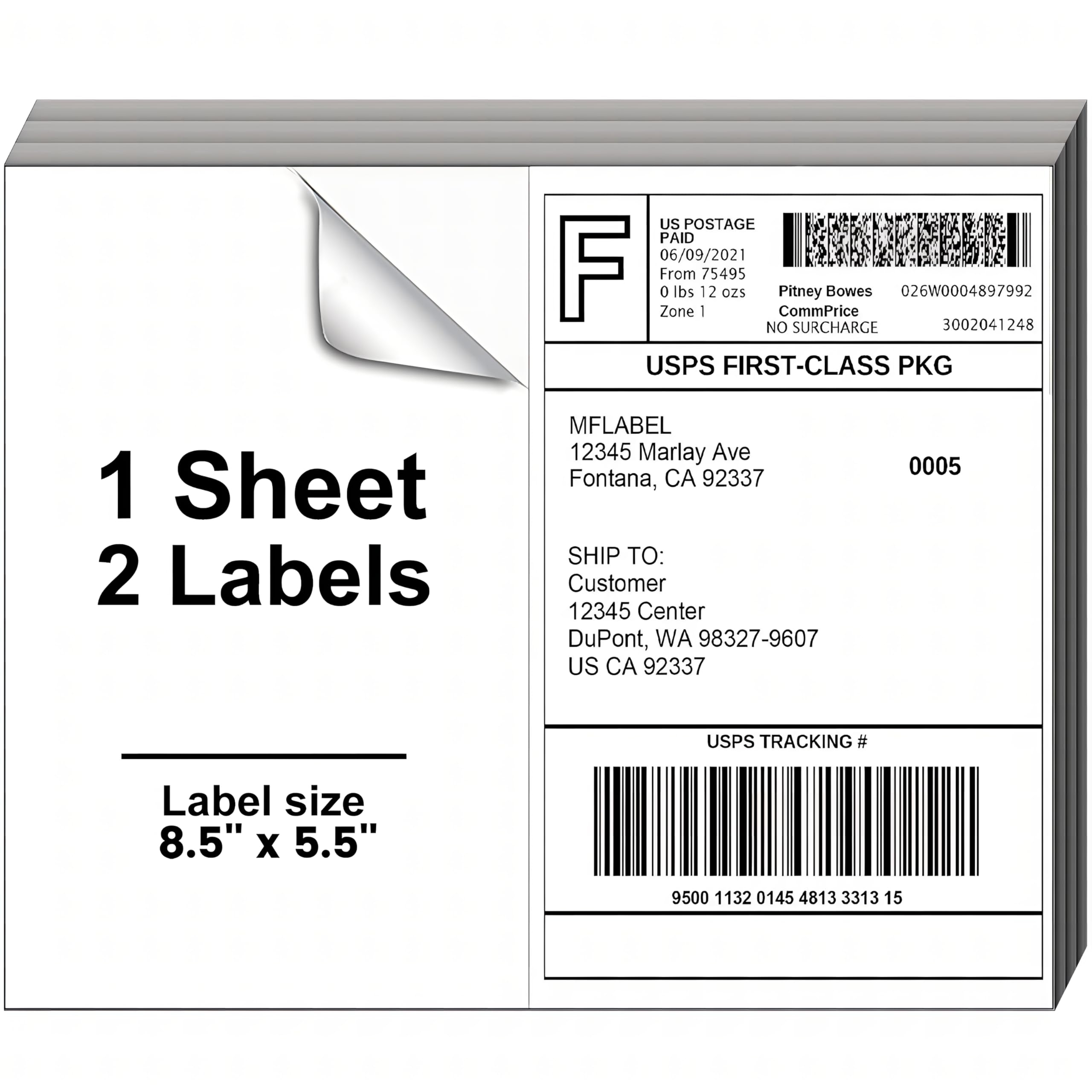 Axidou 8 5 X 5 5 Inch Half Sheet Shipping Labels For Laser And Inkjet Printers 4000 Labels 2000 Pages 2 Labels Page Self Adhesive Mailing Return 