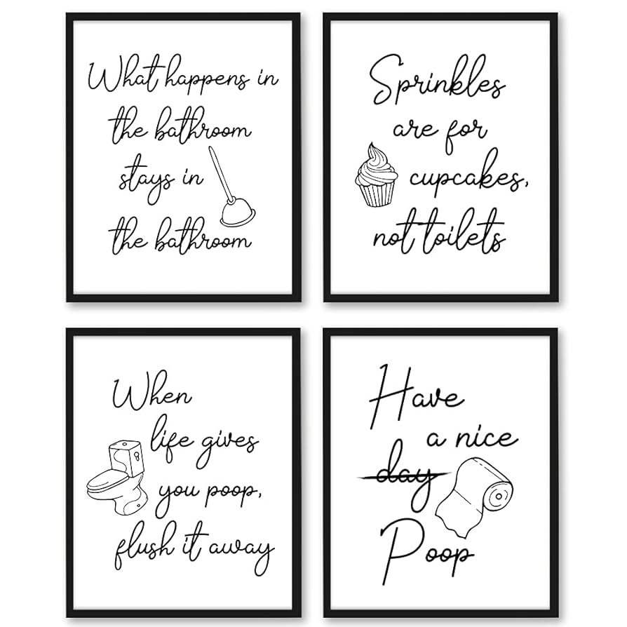 Bathroom Signs Set Of 4 Funny Quotes And Sayings Bathroom Wall Decor Funny Wall Art Printable Bathroom Wall Art Bathroom Prints 8