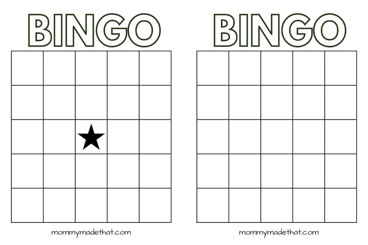 Bingo Card Templates Free Printables 