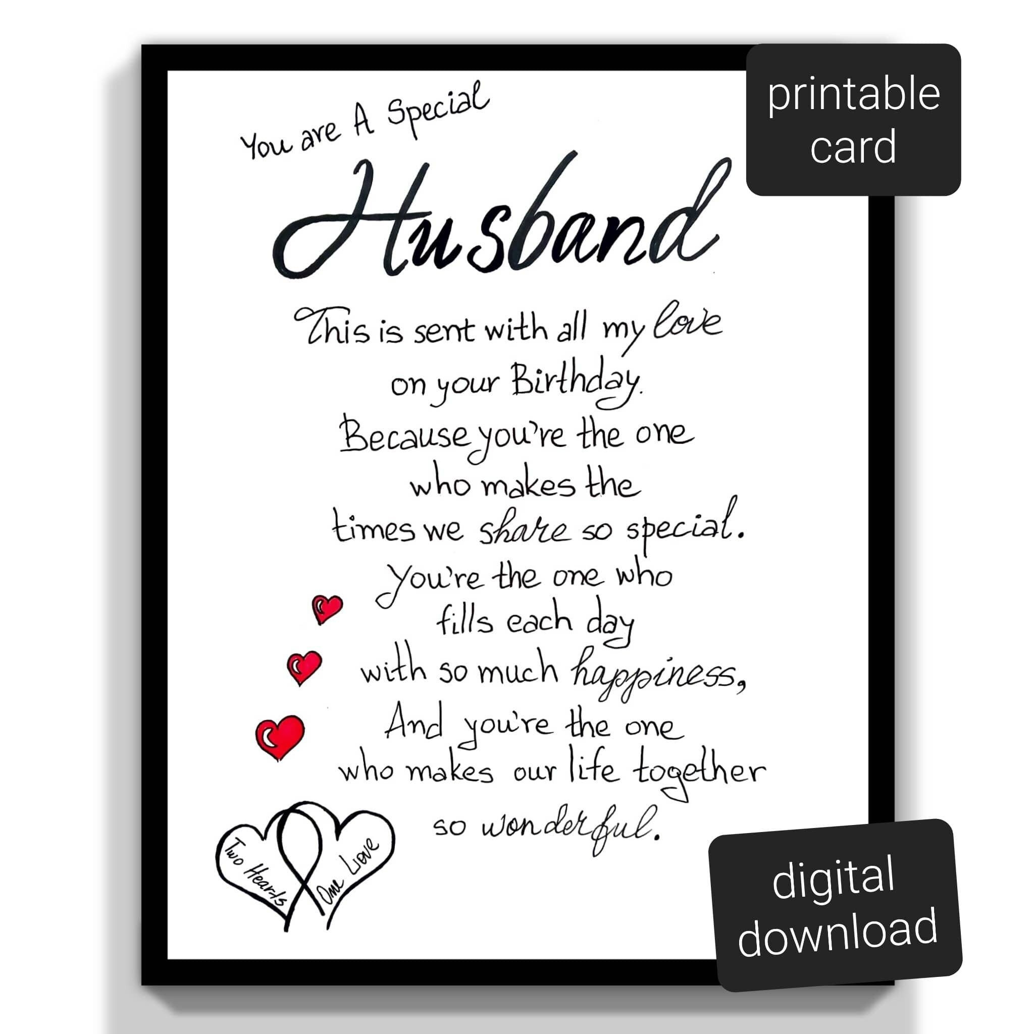 Birthday Husband Printable Card To My Husband Birthday Card Worksheets Library
