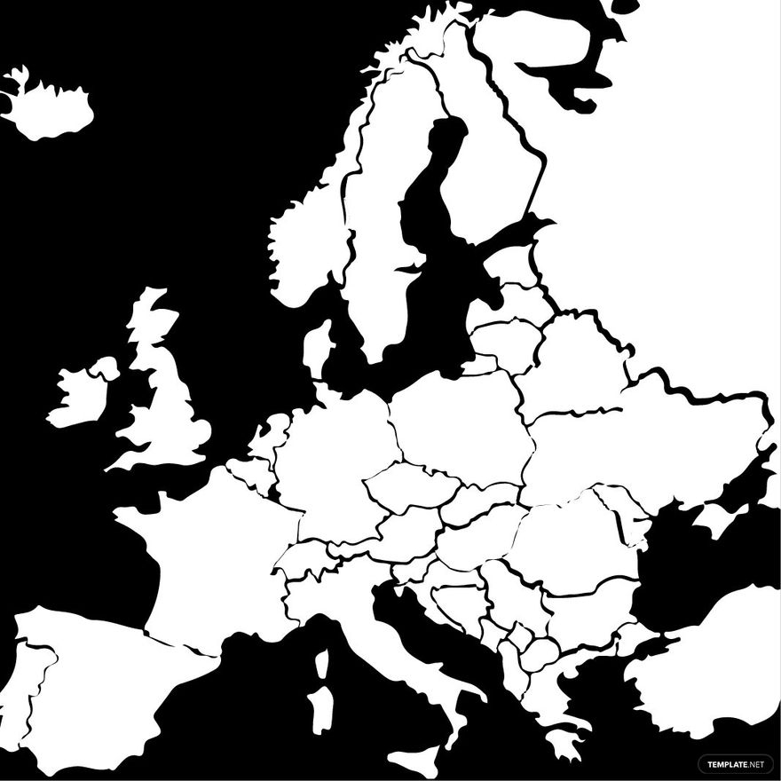 map of europe black and white printable