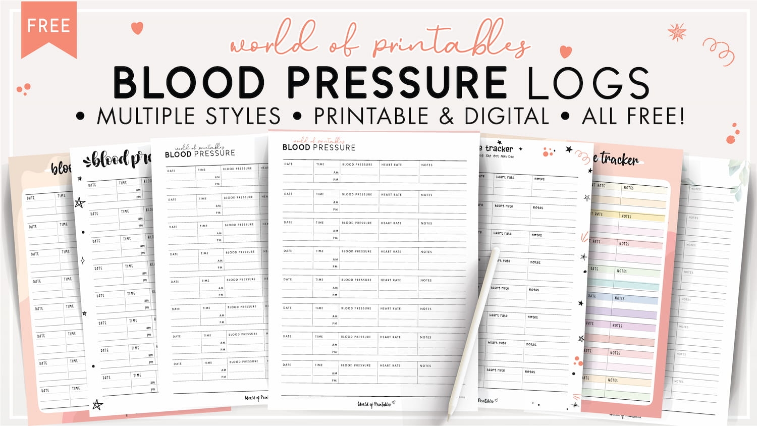 charts for recording blood pressure printable