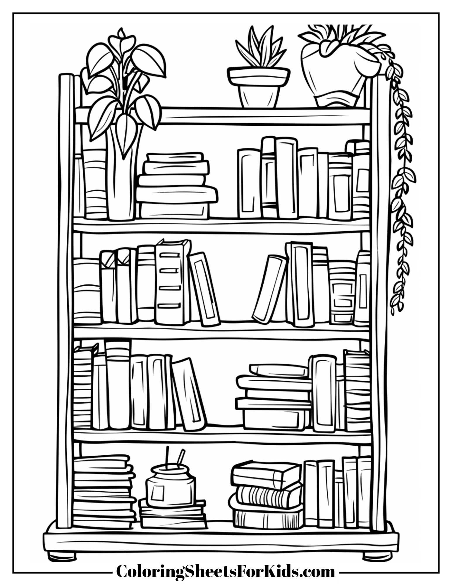 Bookshelf Coloring Pages Free Print And Downloads Coloring 