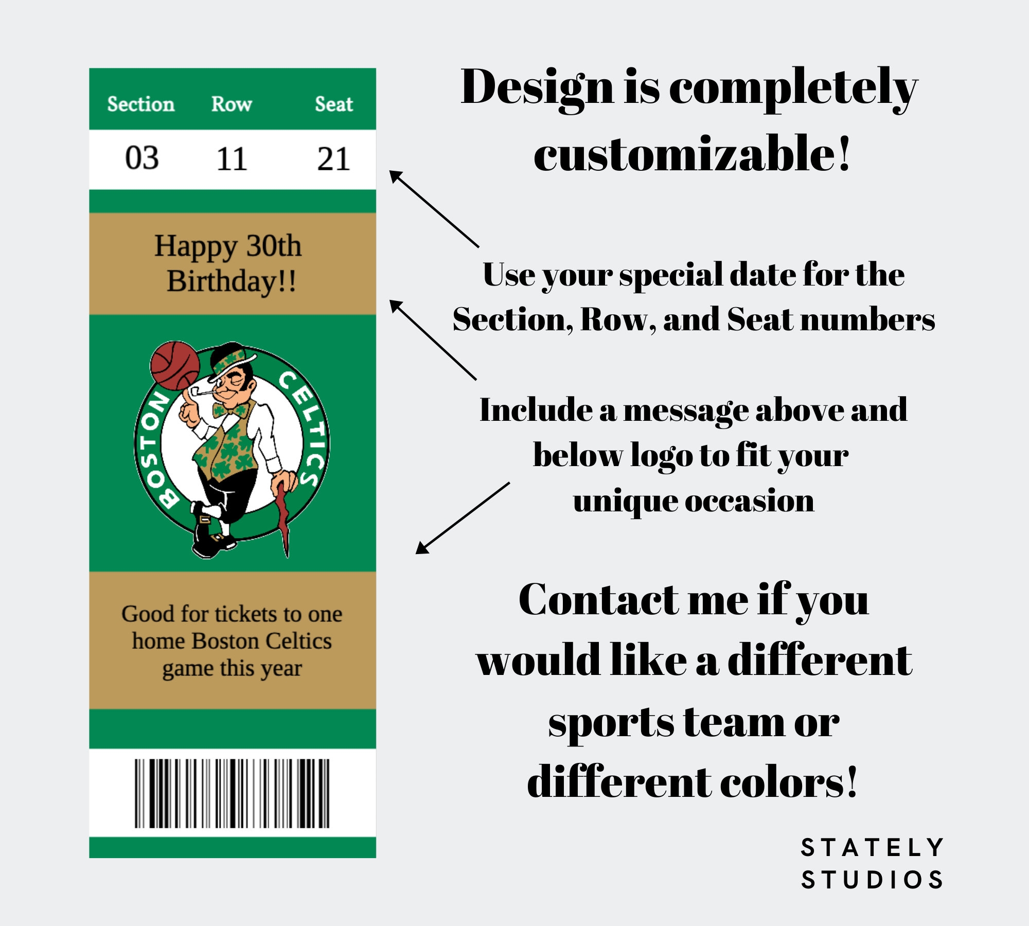Boston Celtics Surprise Ticket Gift Boston Celtics Custom Ticket 