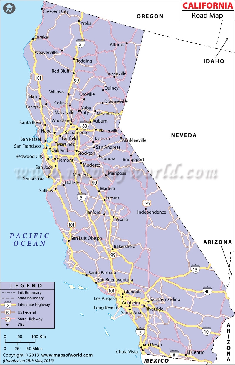 California Road Map MapsofWorld