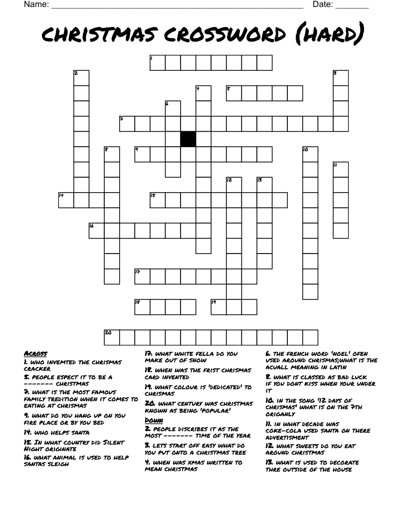 crossword puzzles difficult printable