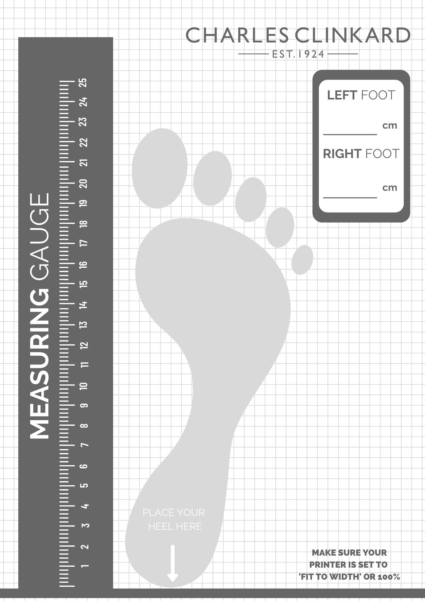 foot measuring printable