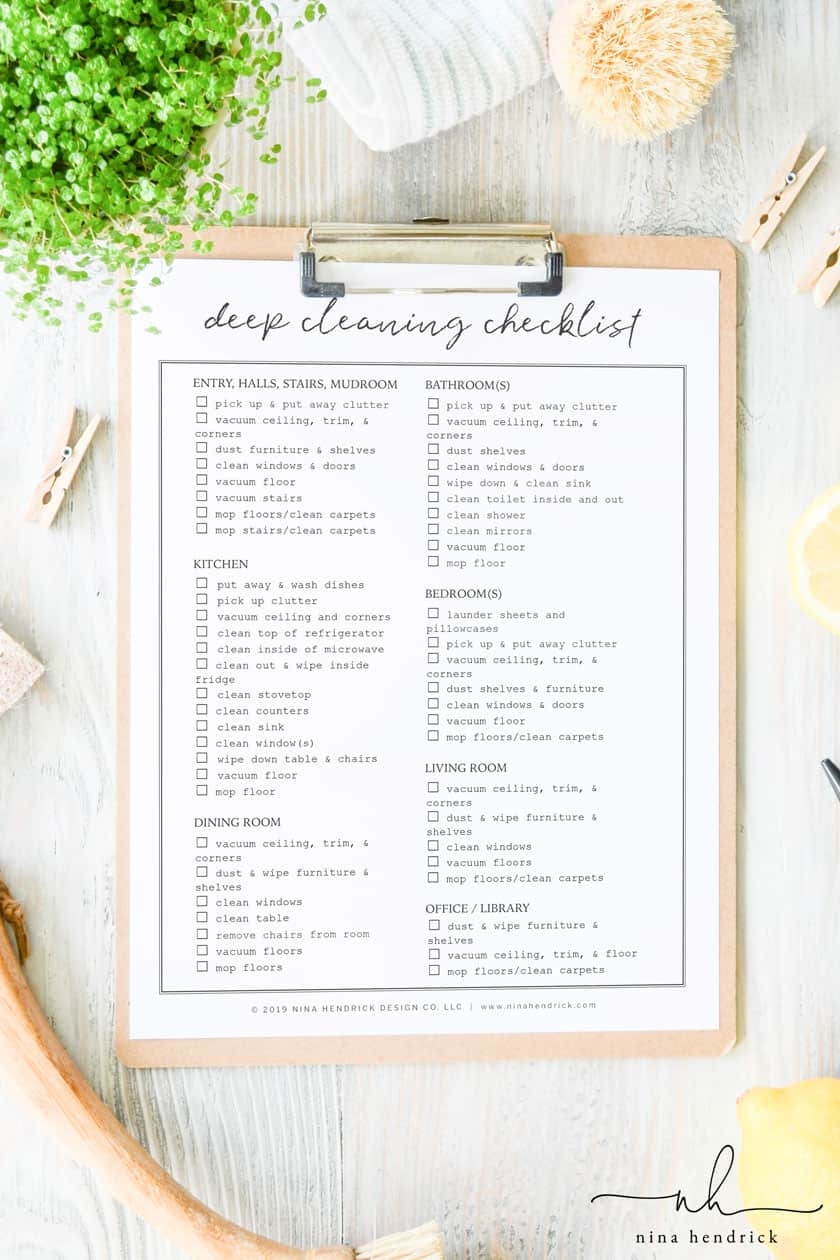 cleaning list printable