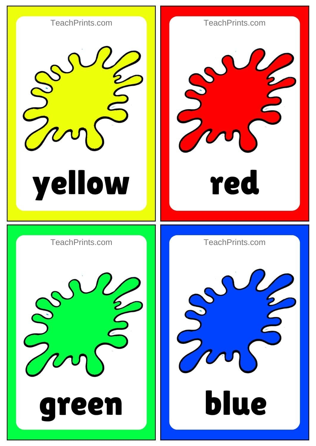 color flashcards printable